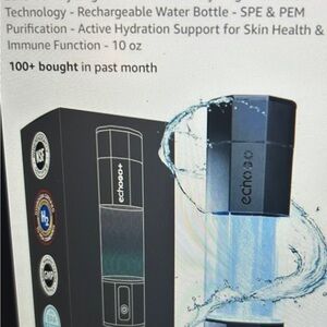Echo Go+ Hydrogen Water Bottle Rechargeable SPE & PEM Purification NEW NIB